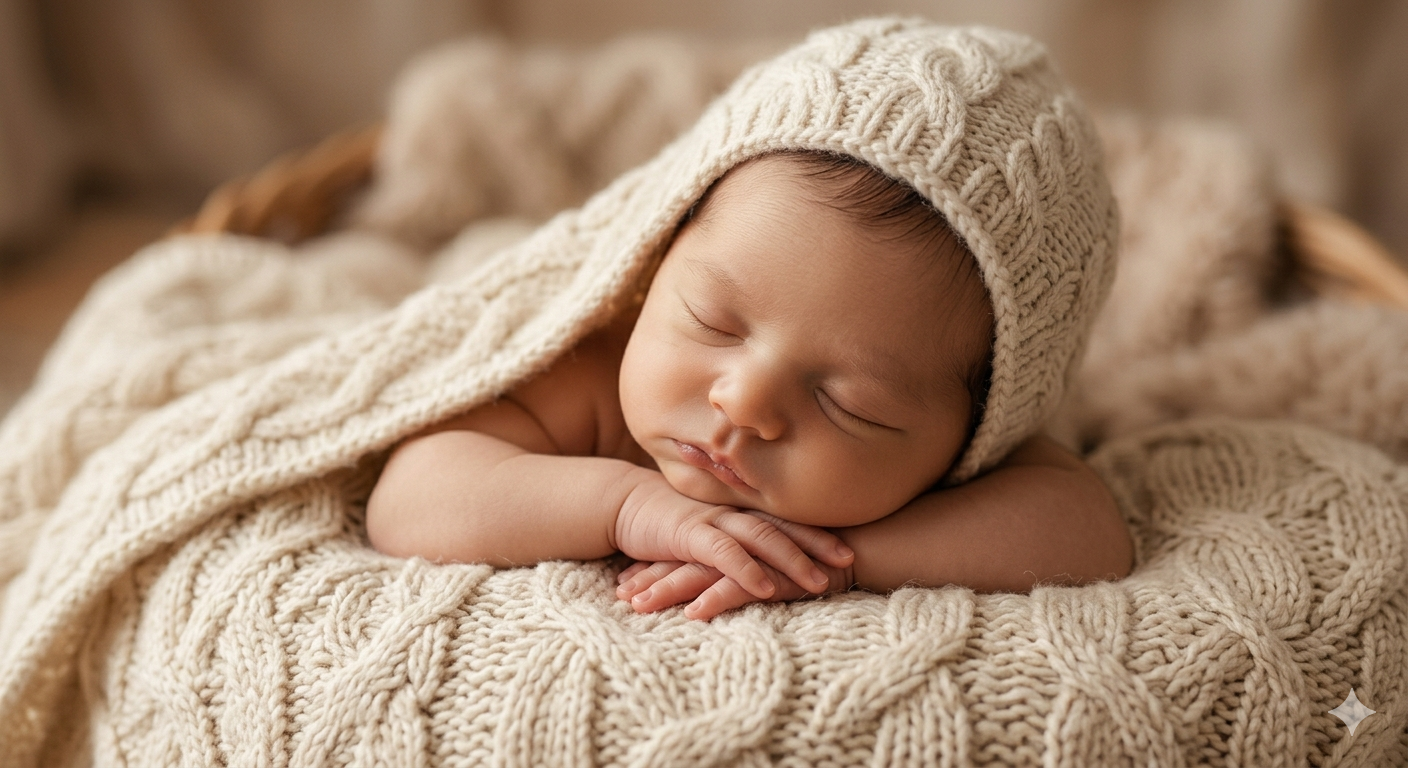 Sleeping newborn in soft light